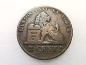 Belgium, Two Centimes 1858, F, CS3209