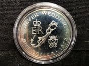 Bermuda, Silver (.500), One Dollar 1972 (QEII Silver Wedding), Toned, OS1606
