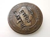 Brighton, Tilley's Coals Advertising Token on 1855 French 10 Centimes, VF, CS5013