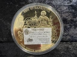 British Banknotes, Gold Plated Medal (White £5), No COA, OS664