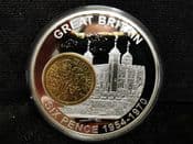 British Currency, Silver Plated Medal (Inset Sixpence Coin), No COA, OS1607