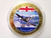 British Military Aircraft, Spitfire, Gold Plated Medal, No COA, OS225