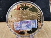 British Military Money, 1950 5 Shilling, 2014 Large Gold Plated Medal, With COA, OS341