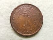 Ceylon, One Cent 1901, Poor, CS12030