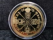Charles II, 5 Guineas 1672, Gold Plated Modern Replica, OS1132