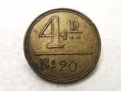 Colonial Use, Parton, Son & Company, 4d Barbers Shop Token, AVF, CS8855