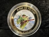 Cook Islands, 2014 Gold Plated $1 (D-Day Anniversary), UNC, OS933
