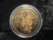 D-Day Forces, Gold Plated Medal (British Paratrooper), With COA, Stained/Toned, OS871