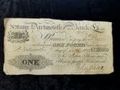 Dartmouth General Bank, One Pound 1822, VG, BKN1373
