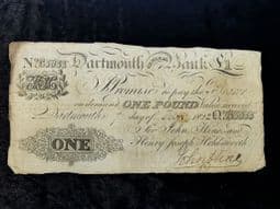 Dartmouth General Bank, One Pound 1822, VG, BKN1373