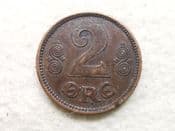 Denmark, Two Ore 1919, VF, CS11912