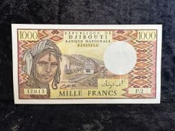 Djibouti, 1000 Francs (1991, No Security Thread), AUNC, BKN2070