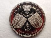 Elizabeth II, 5 Pounds 1997 (Golden Wedding), UNC Ex Proof, CS12220