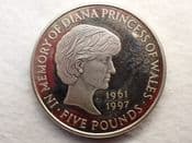 Elizabeth II, 5 Pounds 1999 (Diana Memorial), AUNC Ex Proof, CS12165