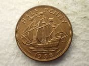 Elizabeth II, Halfpenny 1958, EF, CS14248