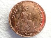 Elizabeth II, One Penny 1970, AUNC EX Proof, Fingerprints, CS13398