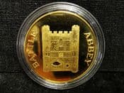English Heritage, Battle Abbey, Gold Plated Souvenir Medal, OS1571