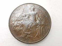France, 10 Centimes 1916, VF, CS1078