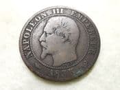 France, 5 Centimes 1853 W, Fair, CS8919