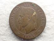 France, 5 Centimes 1863 A, Fair, CS13097