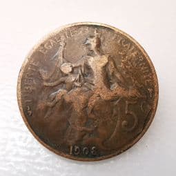 France, 5 Centimes 1908, F, CS834