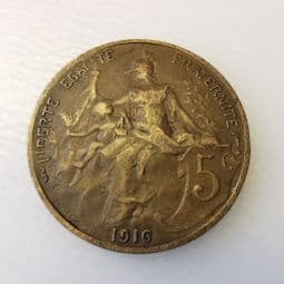 France, 5 Centimes 1916, VF, CS289