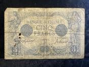 France, 5 Francs 1915, VG, BKN2495