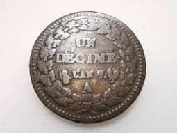 France, One Decime L'An 7 (1798) A (A/A, 7/5 Etc), Fair, CS5523