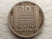 France, Silver (.680), 10 Francs 1938, AVF, CS12954