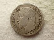 France, Silver (.835), One Franc 1866 BB, Poor, CS14262
