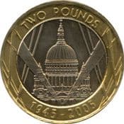 GB, £2 2005, 60th Anniversary, End of WWII, Circulated, Choose Quantity