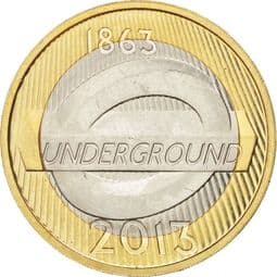 GB, £2 2013, London Underground (Roundel), Circulated, Choose Quantity