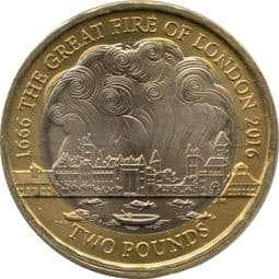 GB, £2 2016, Great Fire of London, Circulated, Choose Quantity