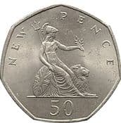 GB, 50p (1969-1985) Britannia, Circulated, Choose Your Year & Quantity