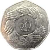 GB, 50p 1973, UK's Accession to the EEC (Clasped Hands), Circulated, Choose Quantity