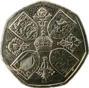 GB, 50p 2022, QEII Memorial (Cruciform Shields), Circulated, Choose Quantity
