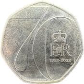 GB, 50p 2022, QEII Platinum Jubilee, Circulated, Choose Quantity