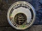 GB, Silver Plated, 2006 Pre-Decimal Coin Medal (1/2 Penny), With COA, OS637