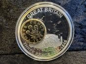 GB, Silver Plated, 2006 Pre-Decimal Coin Medal (Threepence), With COA, OS636