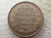 George III, Silver (.891), 3 Shilling Bank Token 1815, Cleaned EF, CS14194