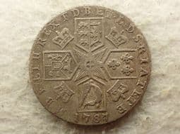 George III, Silver (.925), One Shilling 1787 (No Hearts, No Stops at Date), Cleaned AVF, CS14149
