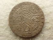 George III, Silver (.925), One Shilling 1787 (No Hearts, No Stops at Date), Cleaned AVF, CS14149