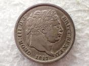 George III, Silver (.925), One Shilling 1817, Cleaned VF, CS14199