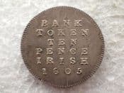 George III, Silver, Irish 10 Pence Bank Token 1805, GVF, CS14195