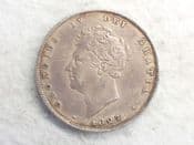 George IV, Silver (.925), One Shilling 1827, VF, Digs & Cleaned,  CS13429
