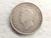 George IV, Silver (.925), One Shilling 1829, Cleaned GF, CS13405