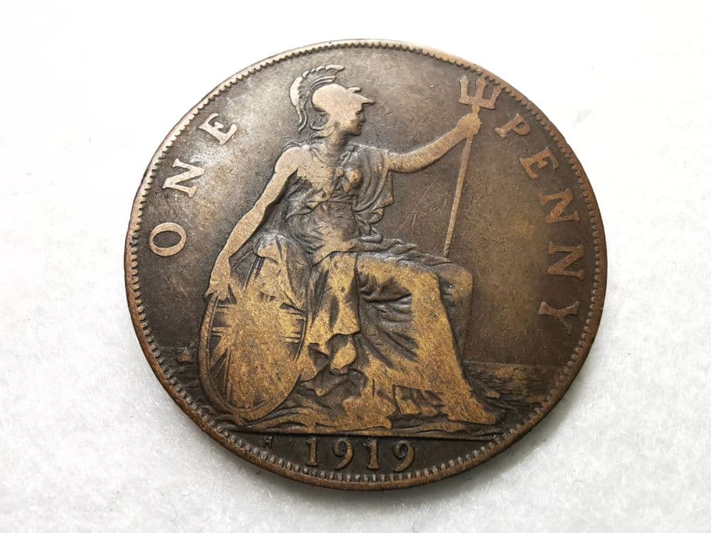George V One Penny 1919 H AF CS7037 george-v-one-penny-1919-h-af-cs7037