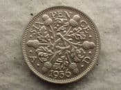 George V, Silver (.500), Sixpence 1936, AEF, CS12775