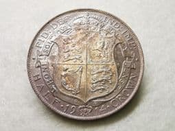 George V, Silver (.925), Halfcrown 1914, Toned AUNC, CS8209