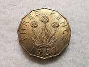 George VI, Brass Threepence 1937, AEF, CS10417